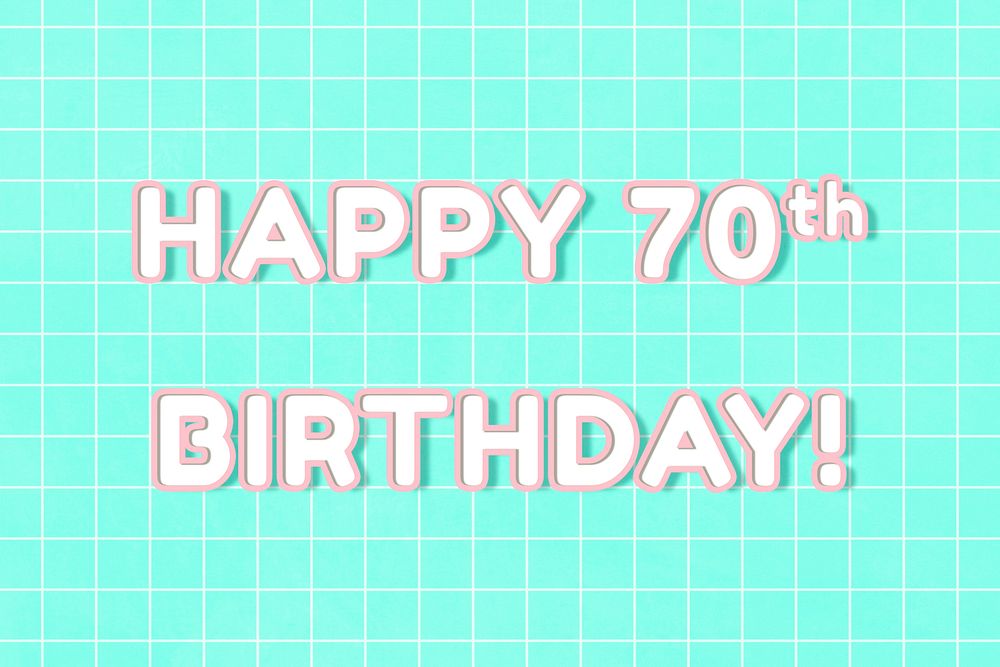 Neon miami word happy 70th birthday! bold font