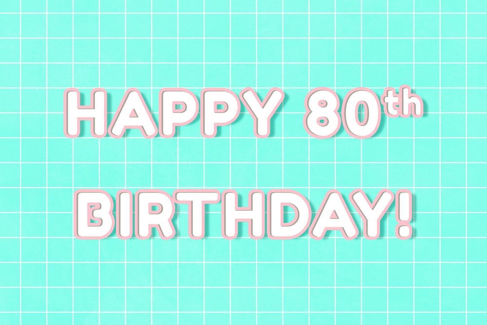 Outline 80&rsquo;s miami neon happy 80th birthday! word typography