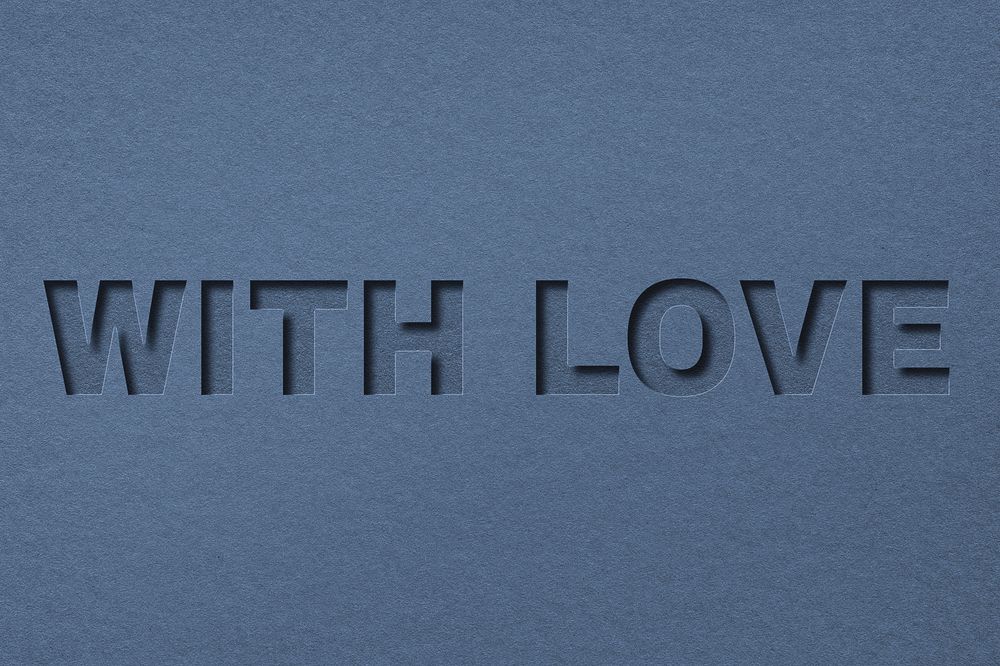 With love lettering paper cut typography