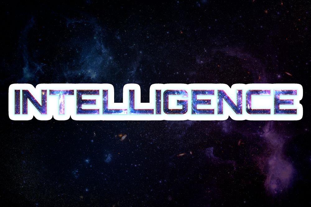 Blue INTELLIGENCE psd galaxy sticker word typography