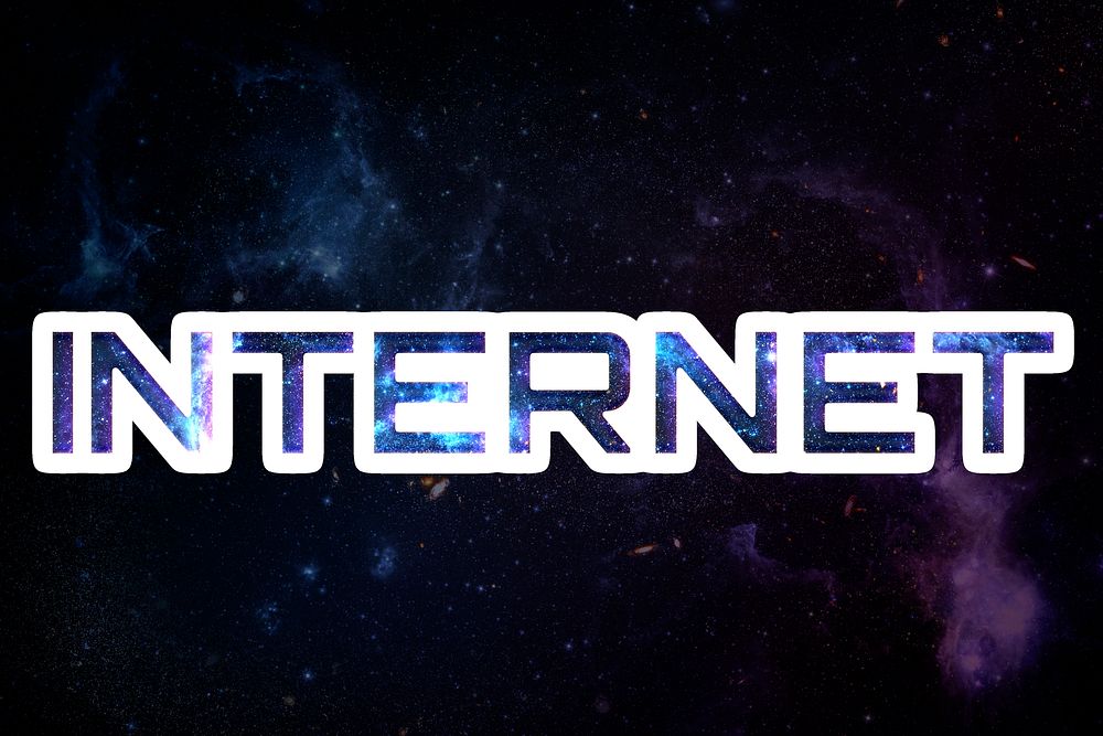 Blue INTERNET psd galaxy sticker word typography