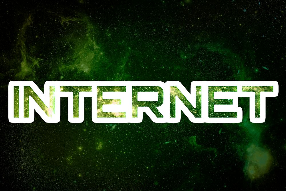 Green INTERNET galaxy psd sticker word typography