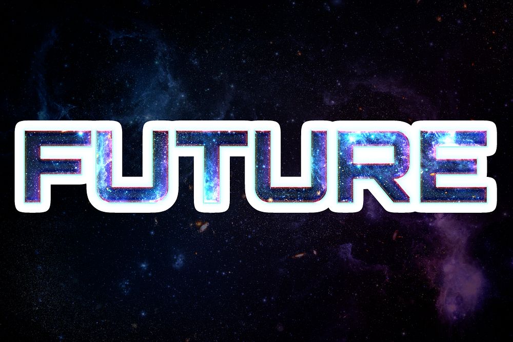 Blue FUTURE psd galaxy sticker word typography