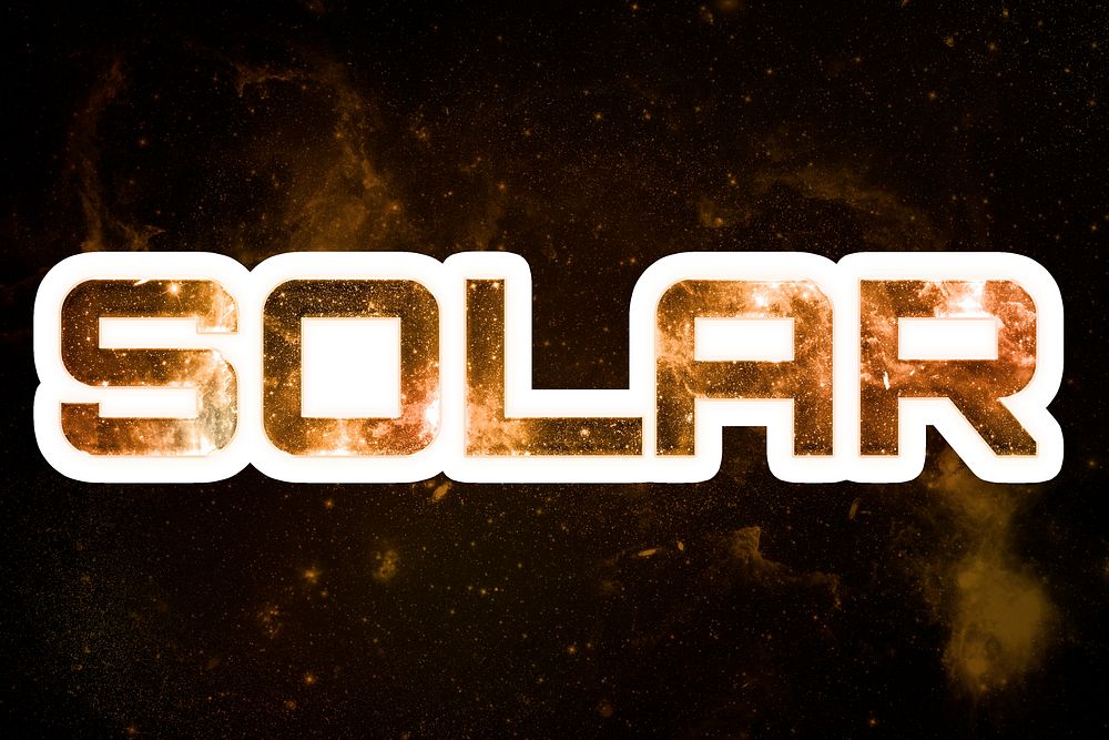 Brown SOLAR galaxy sticker psd word typography