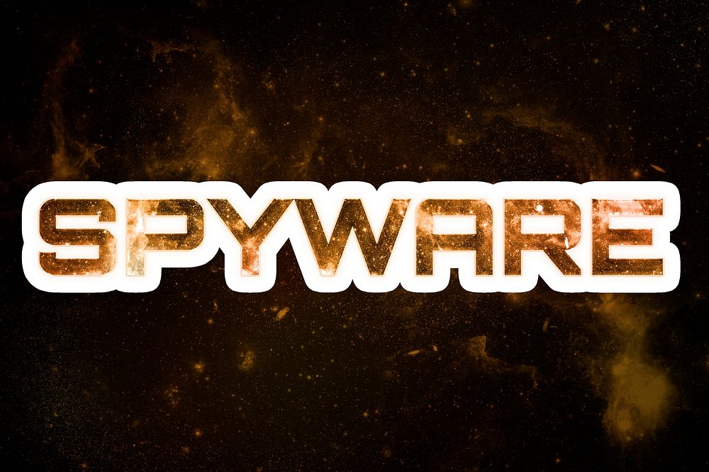 Brown SPYWARE galaxy sticker psd word typography