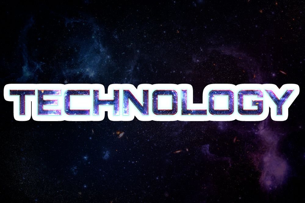 Blue TECHNOLOGY psd galaxy sticker word typography