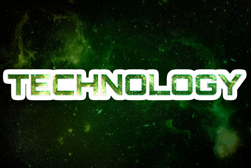 Green TECHNOLOGY galaxy psd sticker word typography