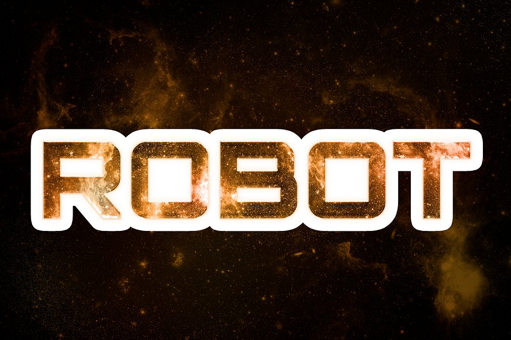Brown ROBOT galaxy sticker psd word typography