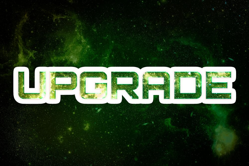 Green UPGRADE galaxy psd sticker word typography