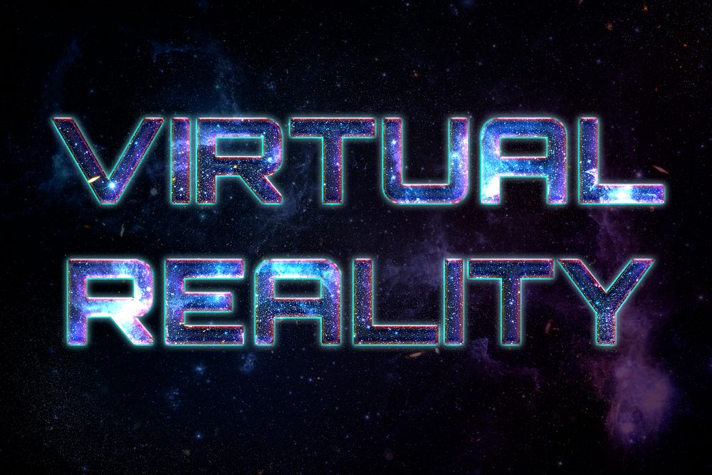 VIRTUAL REALITY word typography text on galaxy background