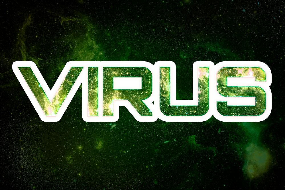 Green VIRUS galaxy psd sticker word typography