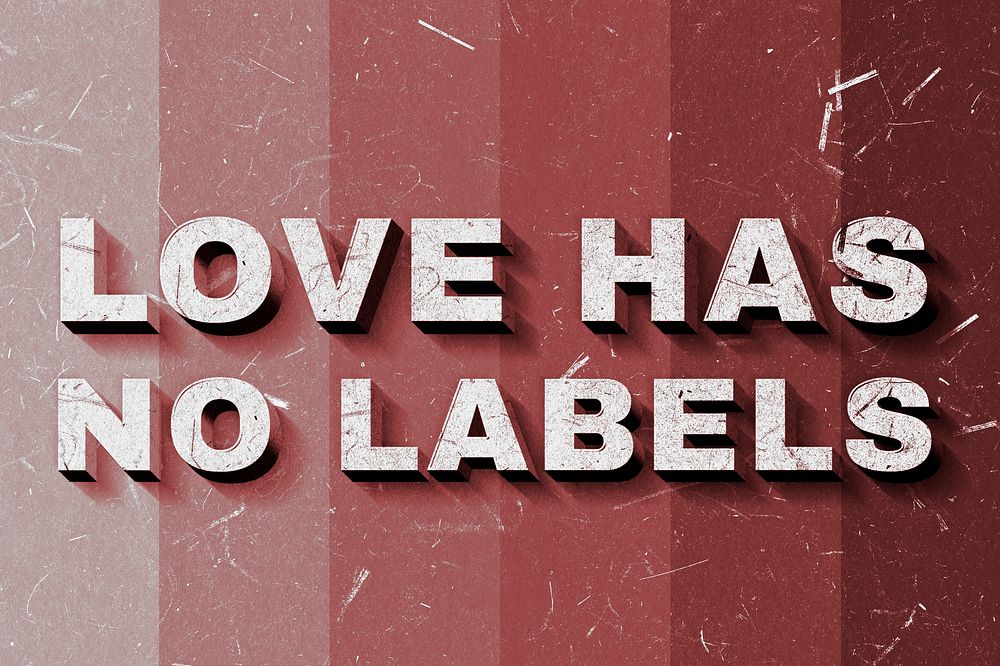 Red Love Has no Labels 3D quote paper texture font typography