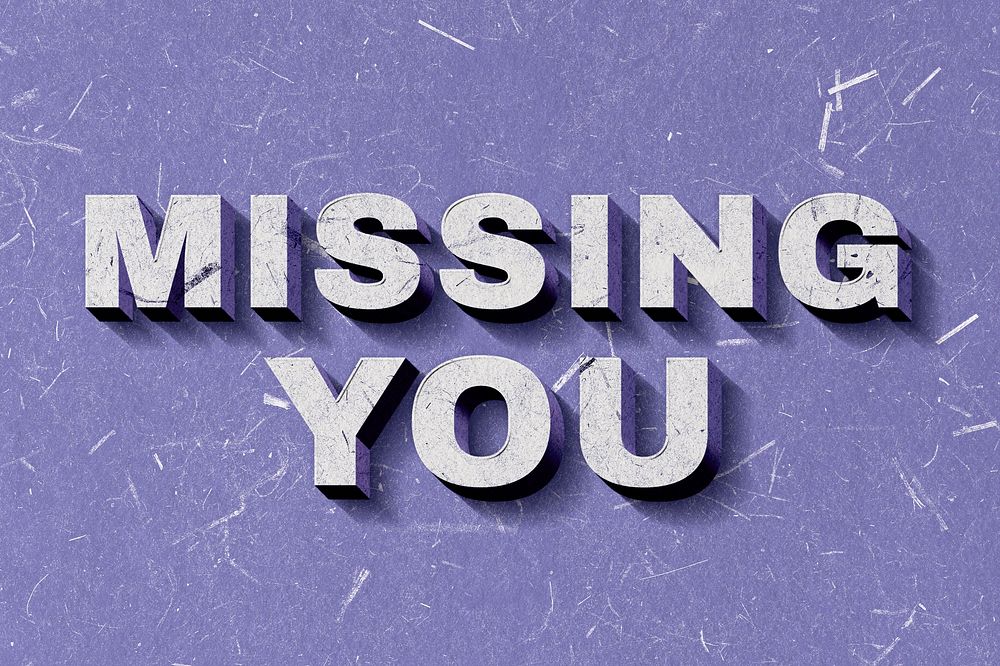 Retro 3D Missing You purple quote typography wallpaper