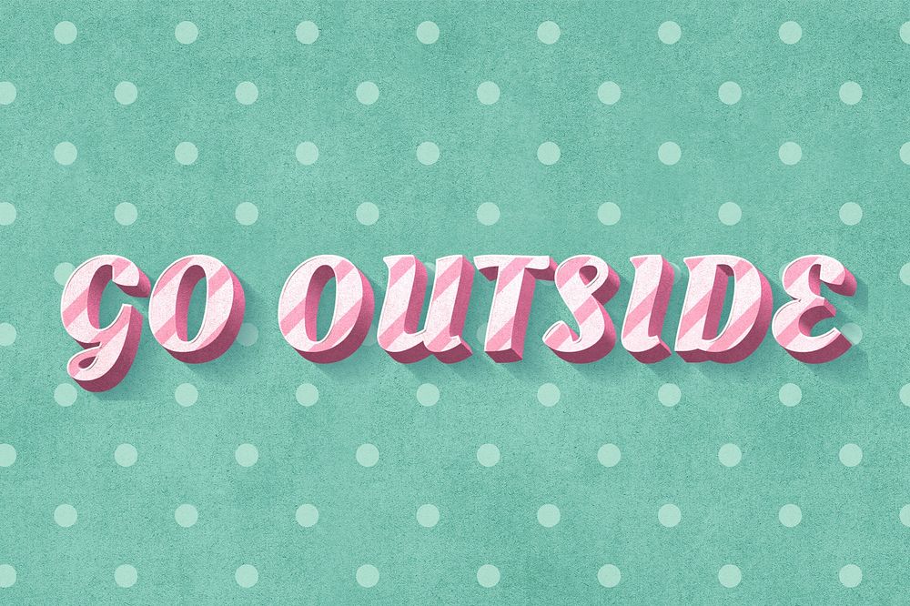 Go outside text 3d vintage word clipart