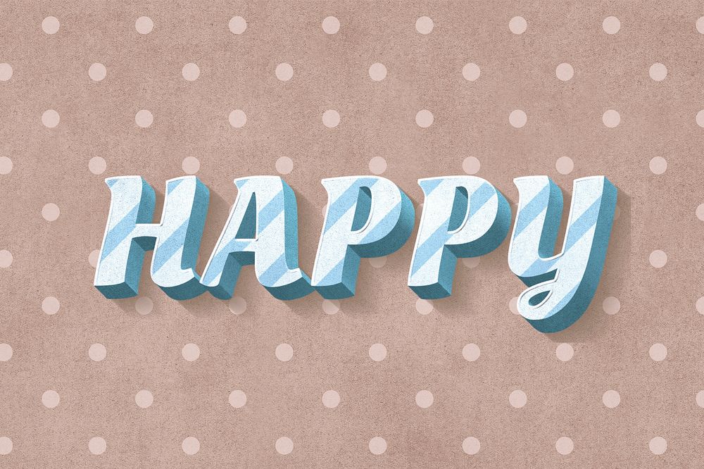 Happy word cute stripe patterned font