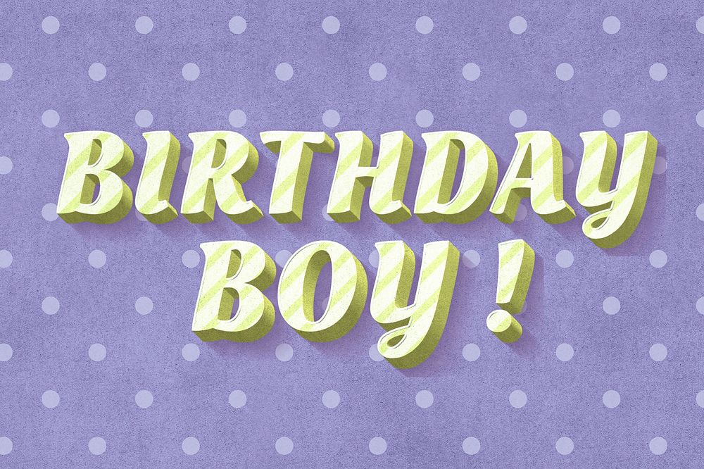 Birthday boy! word candy cane typography