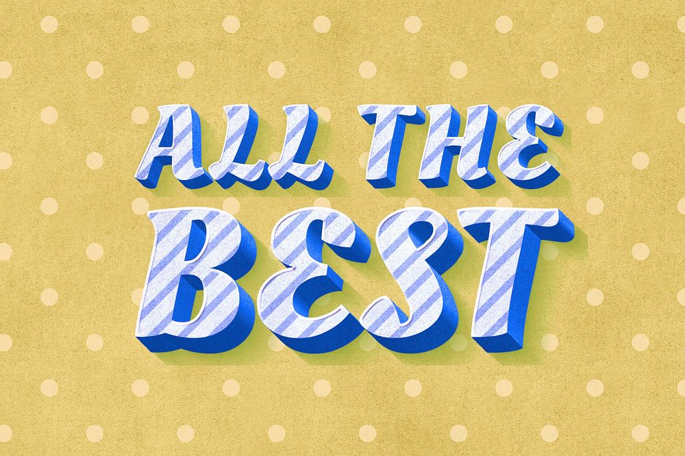 All the best word cute candy cane typography