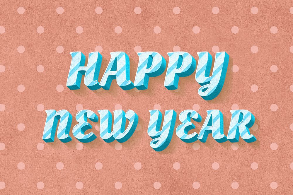 Happy new year word striped font typography