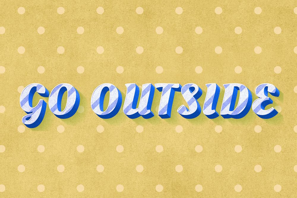 Go outside word candy cane typography