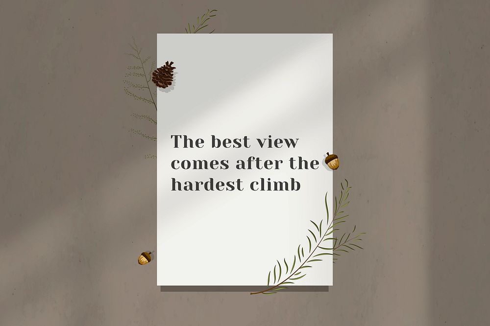 Inspirational quote the best view comes after the hardest climb on wall