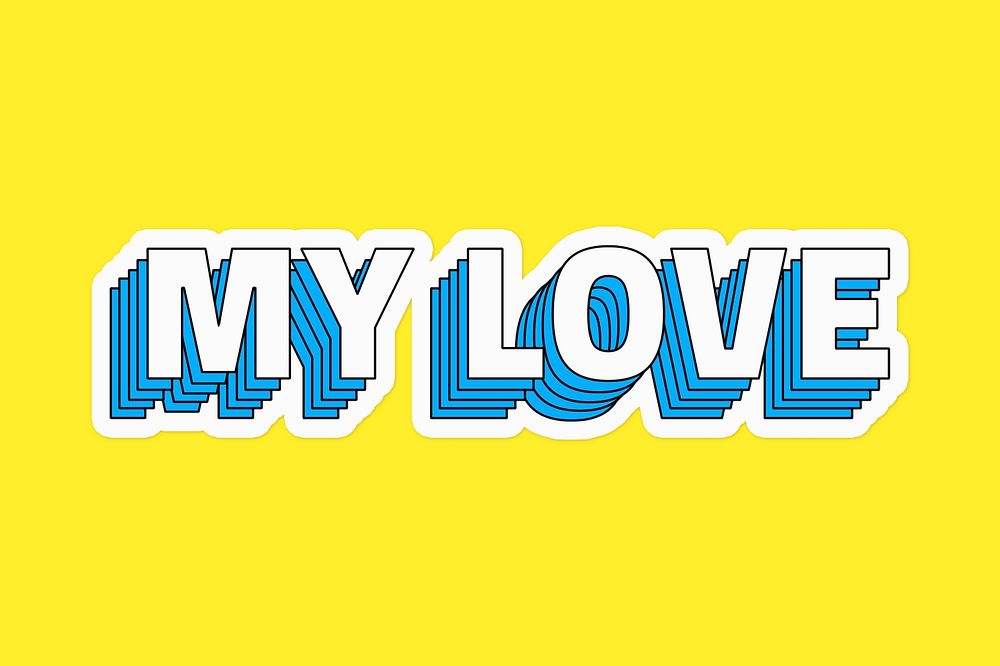 My love layered typography psd sticker