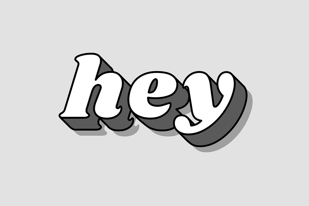 Hey lettering shadow effect bold font typography