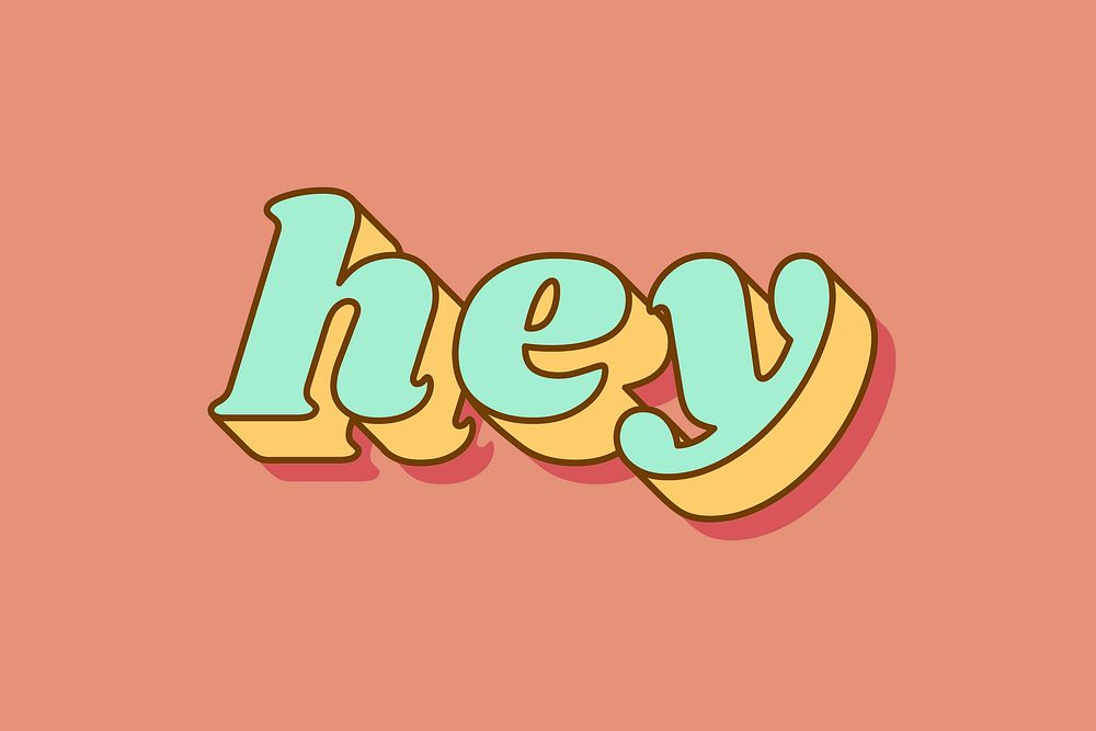 Hey lettering retro pastel shadow font