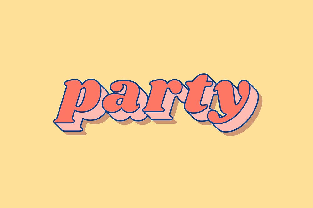 Party lettering shadow effect bold font typography