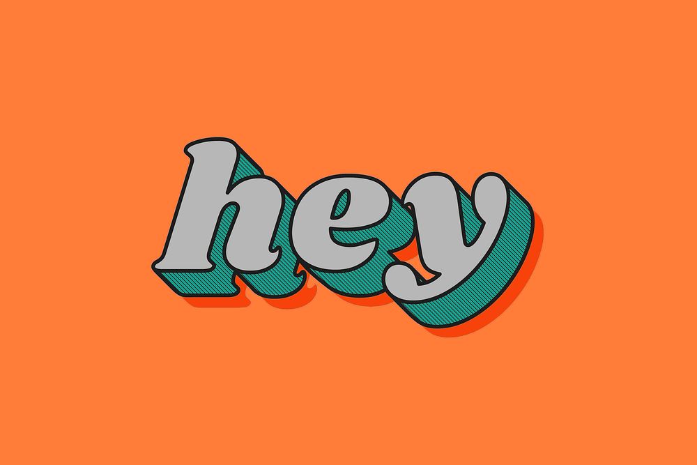 Hey lettering retro shadow font typography