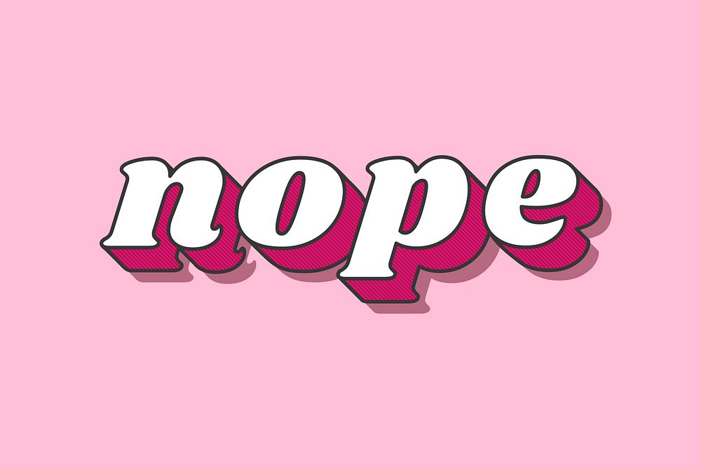 Nope text retro shadow font typography