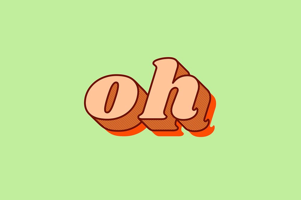 Oh lettering retro shadow font typography