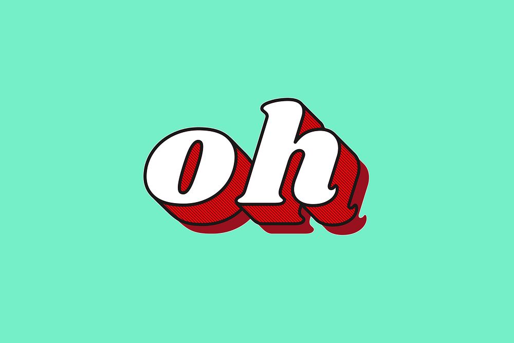 Oh text retro shadow font typography