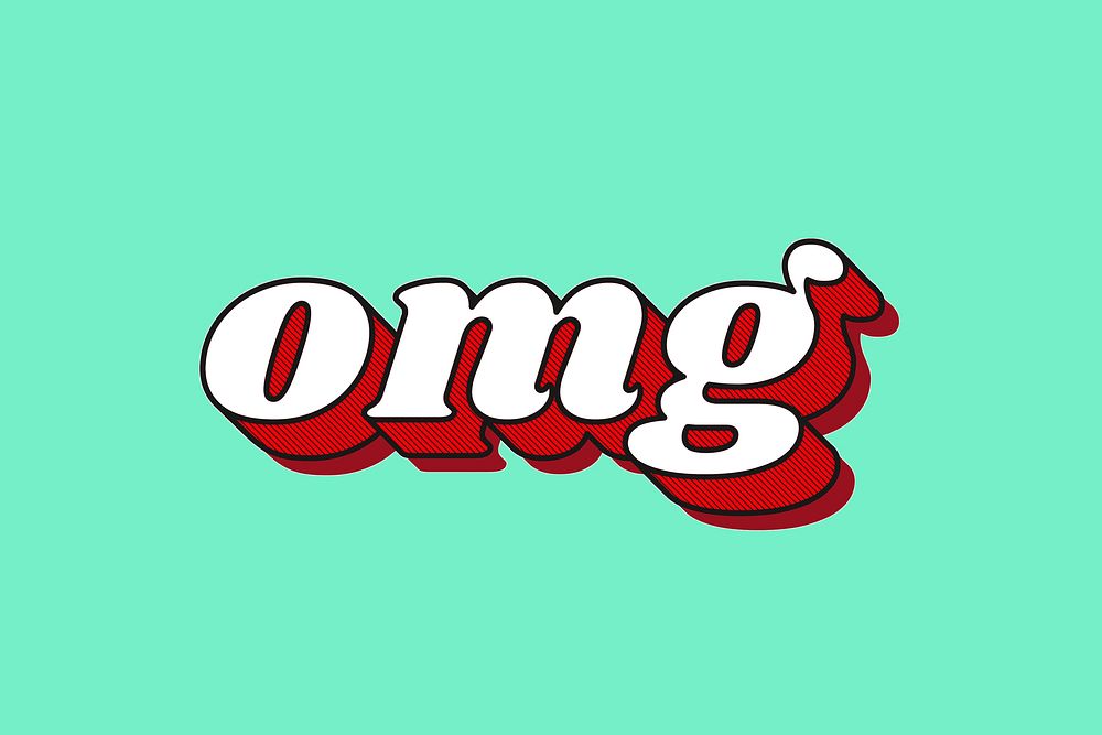 Retro OMG text bold shadow font typography
