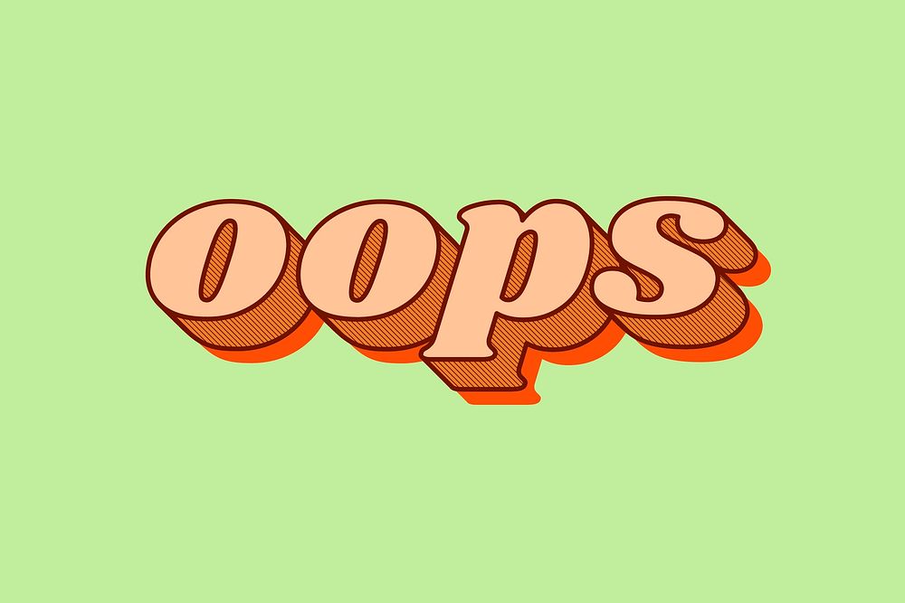 Oops word retro shadow font typography