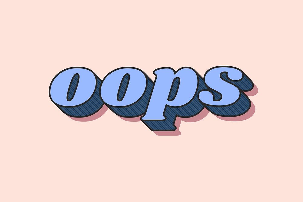 Oops text retro shadow font typography