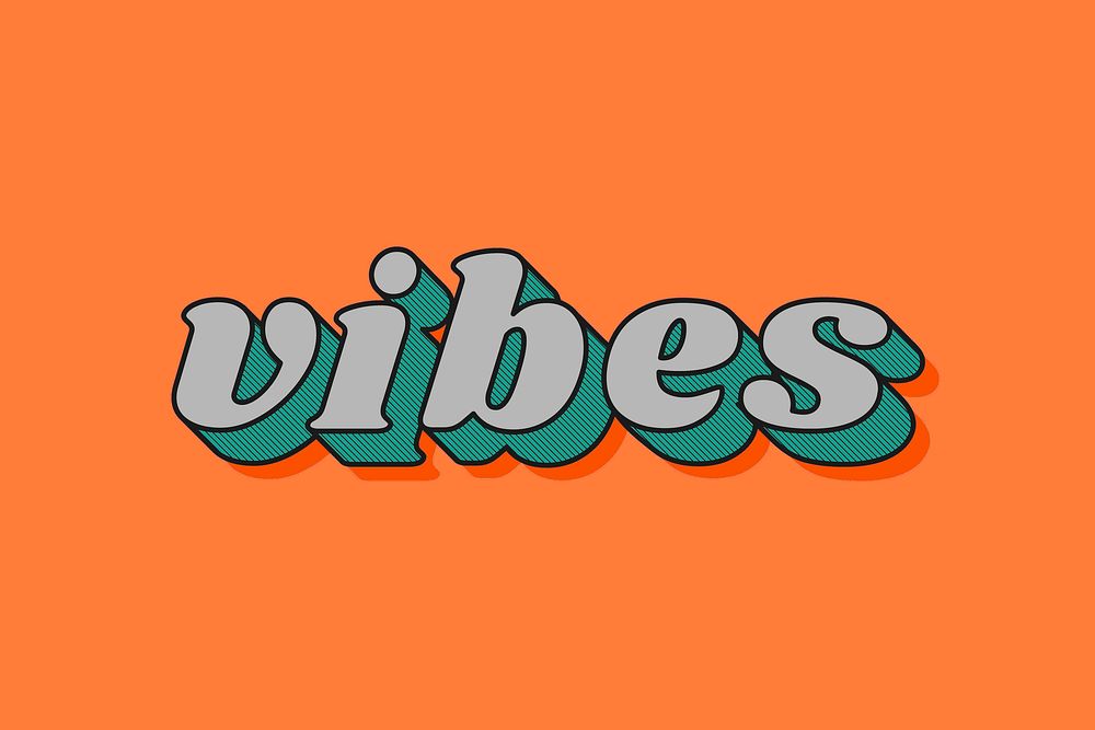 Vibes lettering retro shadow font typography
