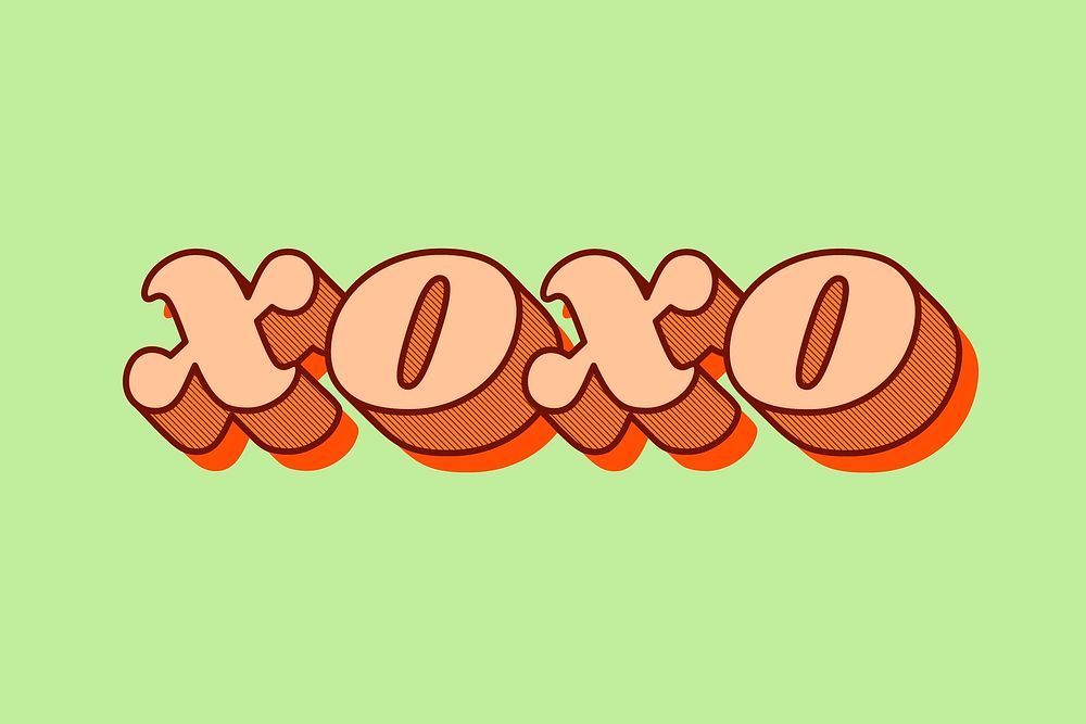 Bold XOXO 3D retro lettering typography