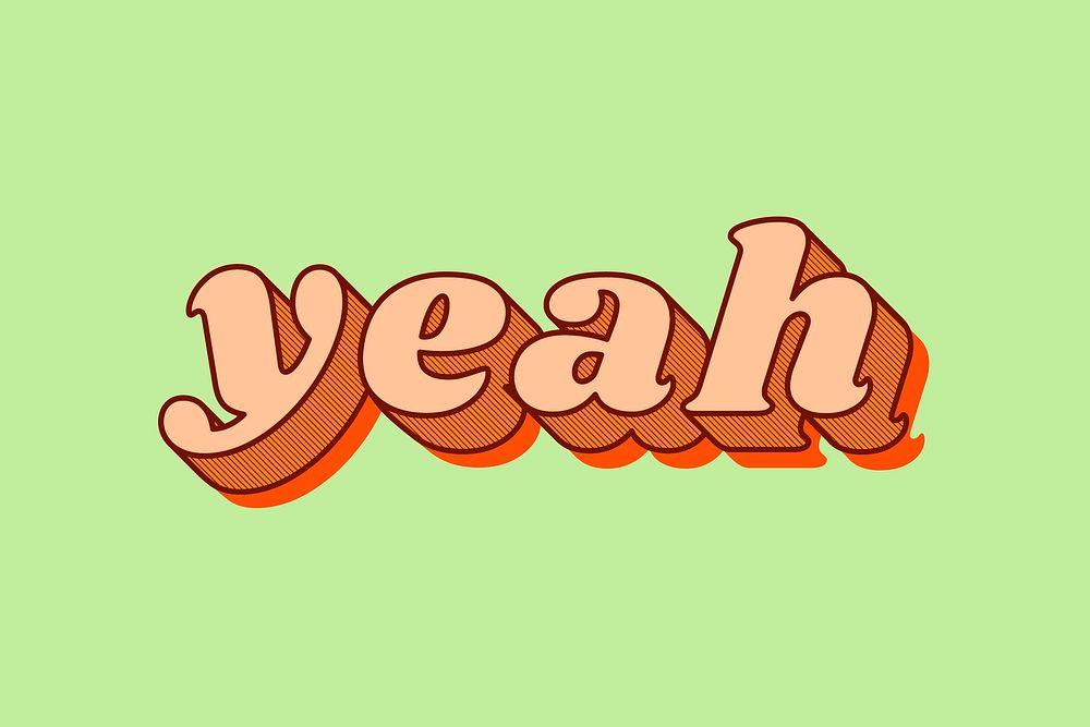 Yeah word typography bold font pastel lettering