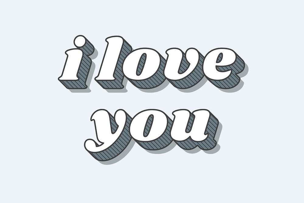 Funky style 3D i love you typography illustration vector