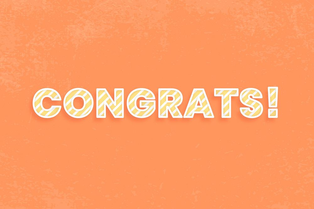 Congrats candy stripe text vector typography