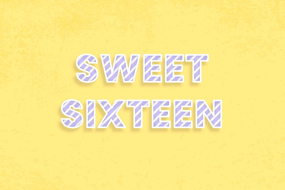 Sweet sixteen candy stripe text vector typography