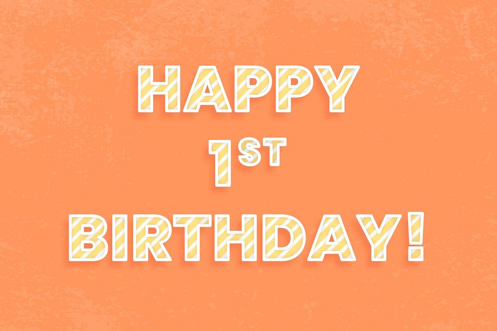 Happy 1st birthday word vector candy stripe font