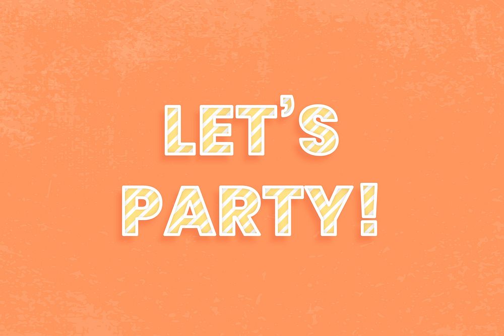 Let's party word vector candy stripe font