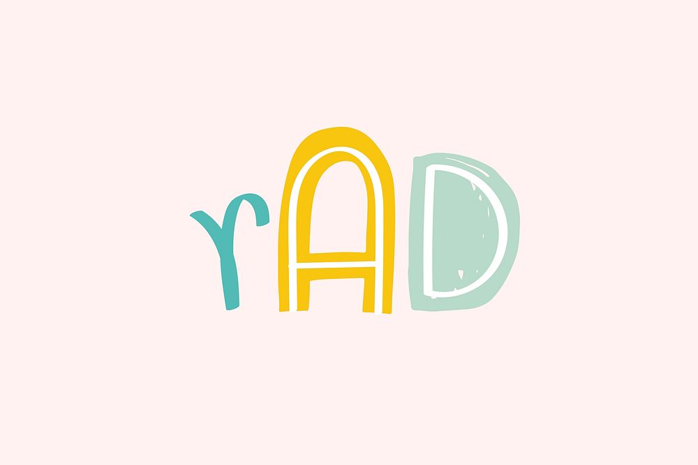 Word art vector rad doodle lettering colorful