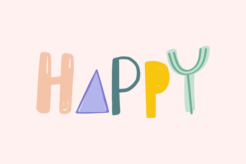 Happy typeface psd doodle font hand drawn