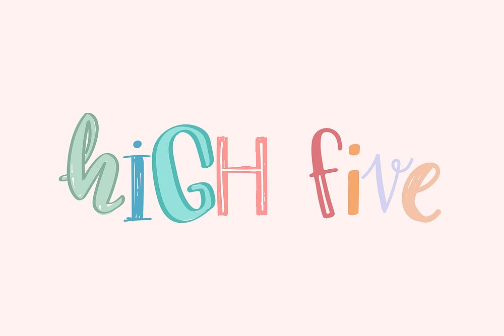 High five typeface vector doodle font