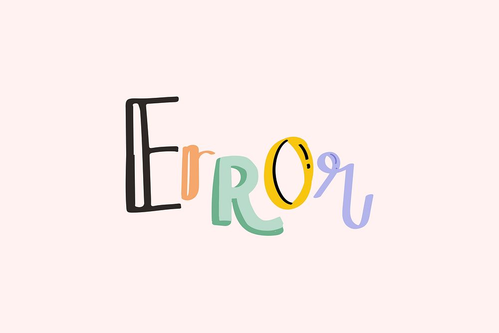 Error word vector doodle font colorful hand drawn