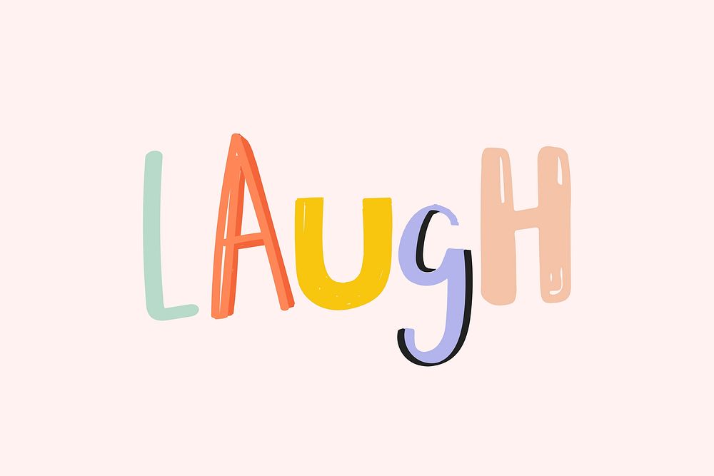 Word art vector laugh doodle lettering colorful