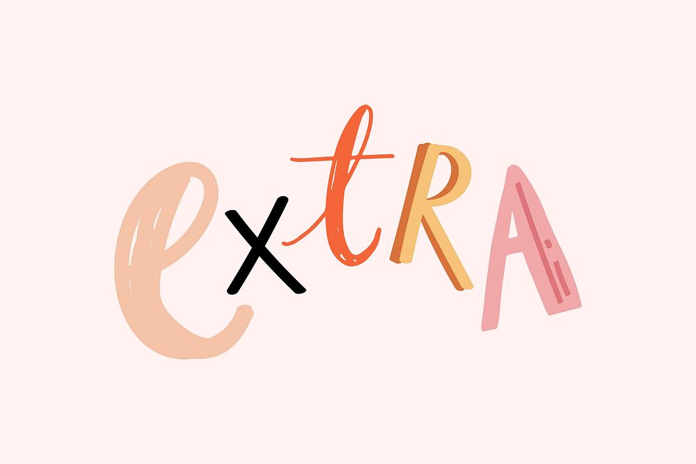 Extra doodle typography vector for kids