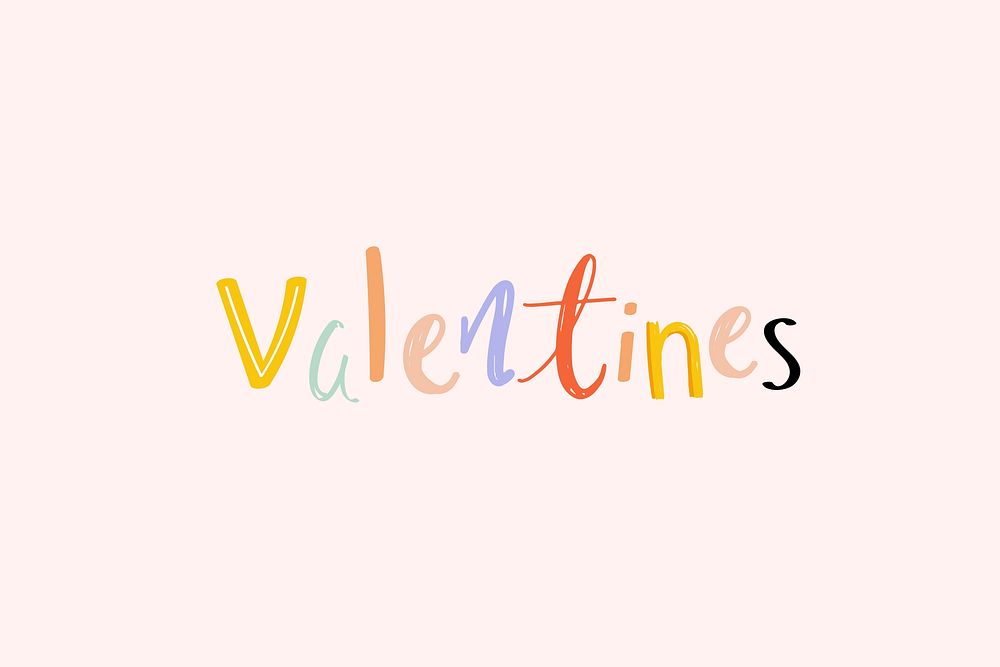 Valentines typography vector doodle text